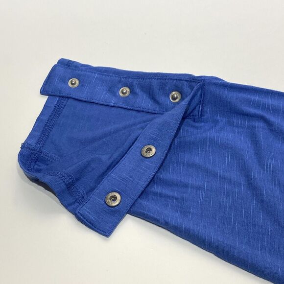 Catherines Tunic Top Size 1X 18/20W Scoop Neck Stretchy Blue Snap Cuff Lagenlook - Picture 5 of 11